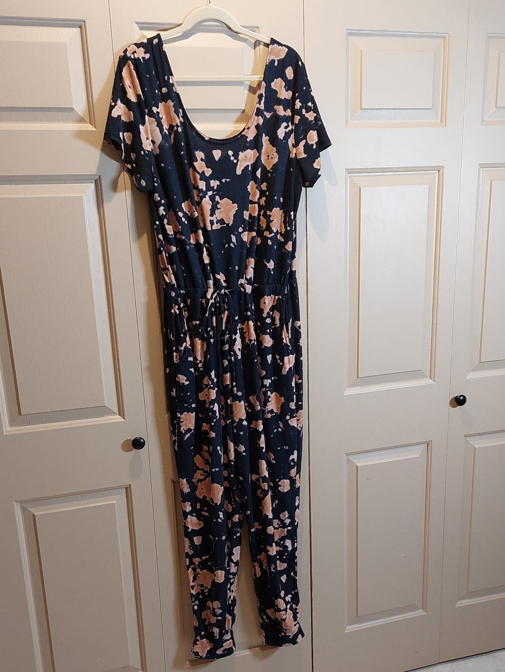 No Boundaries Black Jumpsuit with Blush Dyed Print